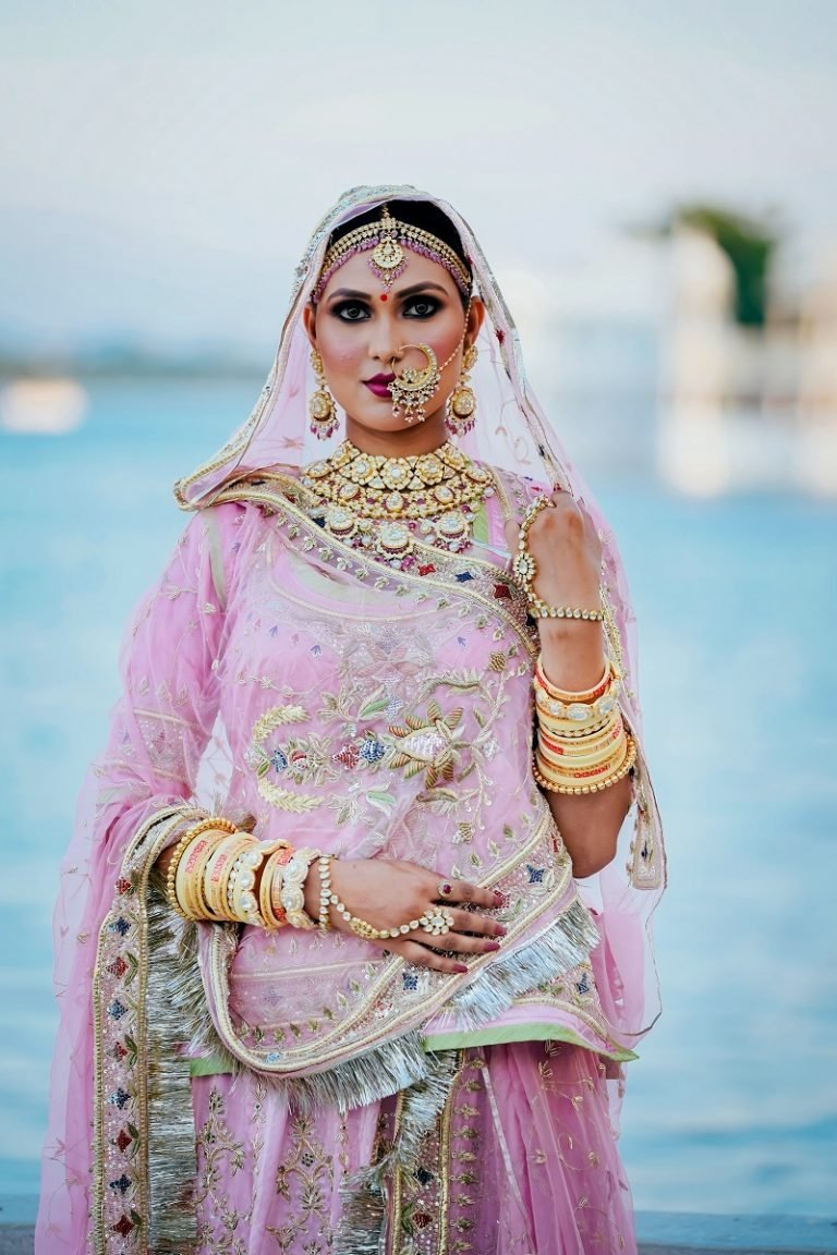 pink rajputi poshak